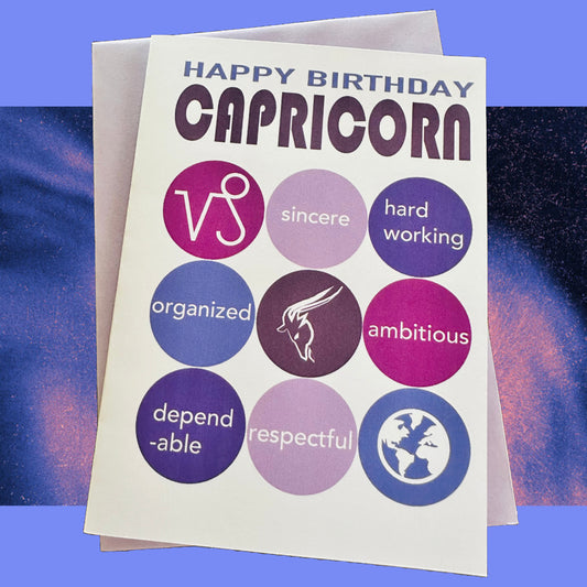CAPRICORN HAPPY BIRTHDAY Astrology Greeting Card