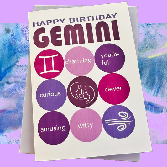 GEMINI HAPPY BIRTHDAY Astrology Greeting Card