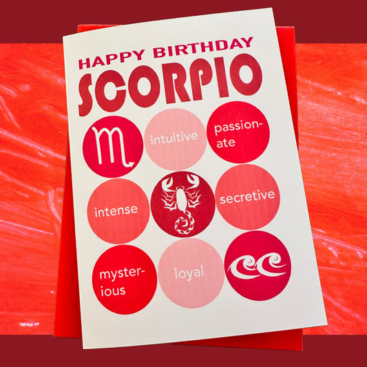 SCORPIO HAPPY BIRTHDAY Astrology Greeting Card 5x7 with sign traits