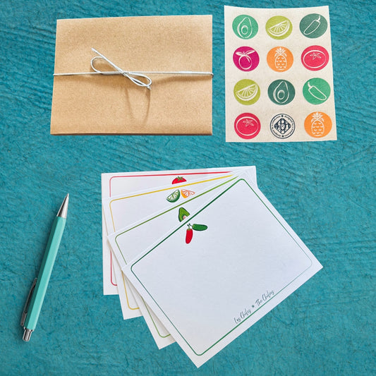 Latin Kitchen Spanish Language NoteCards Stationery Set of 10