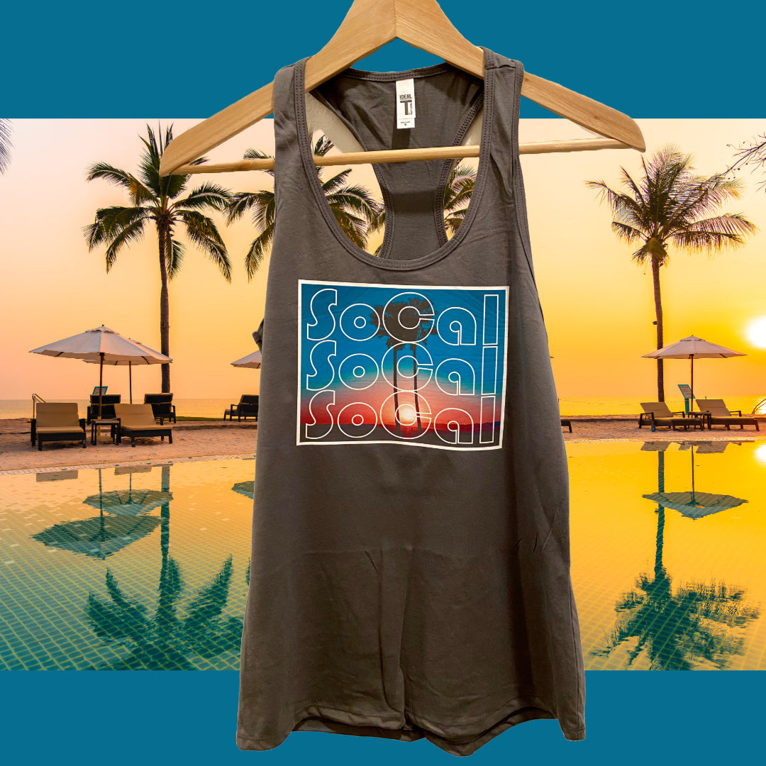 SoCAL Graphic Southern California Beach Sunset Women's Cotton poly blend Tank