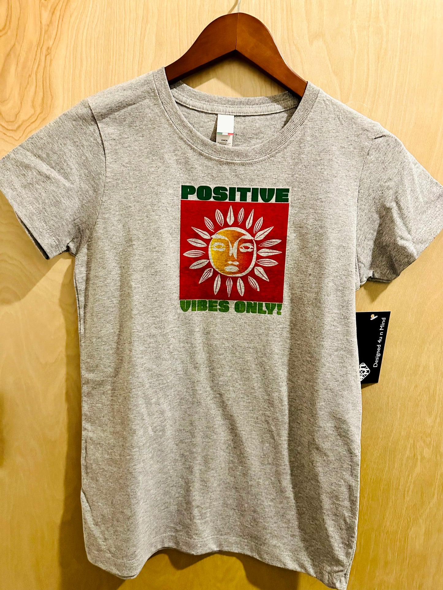 Grey Heather POSITIVE VIBES ONLY Women's Cotton Blend Graphic T-shirt