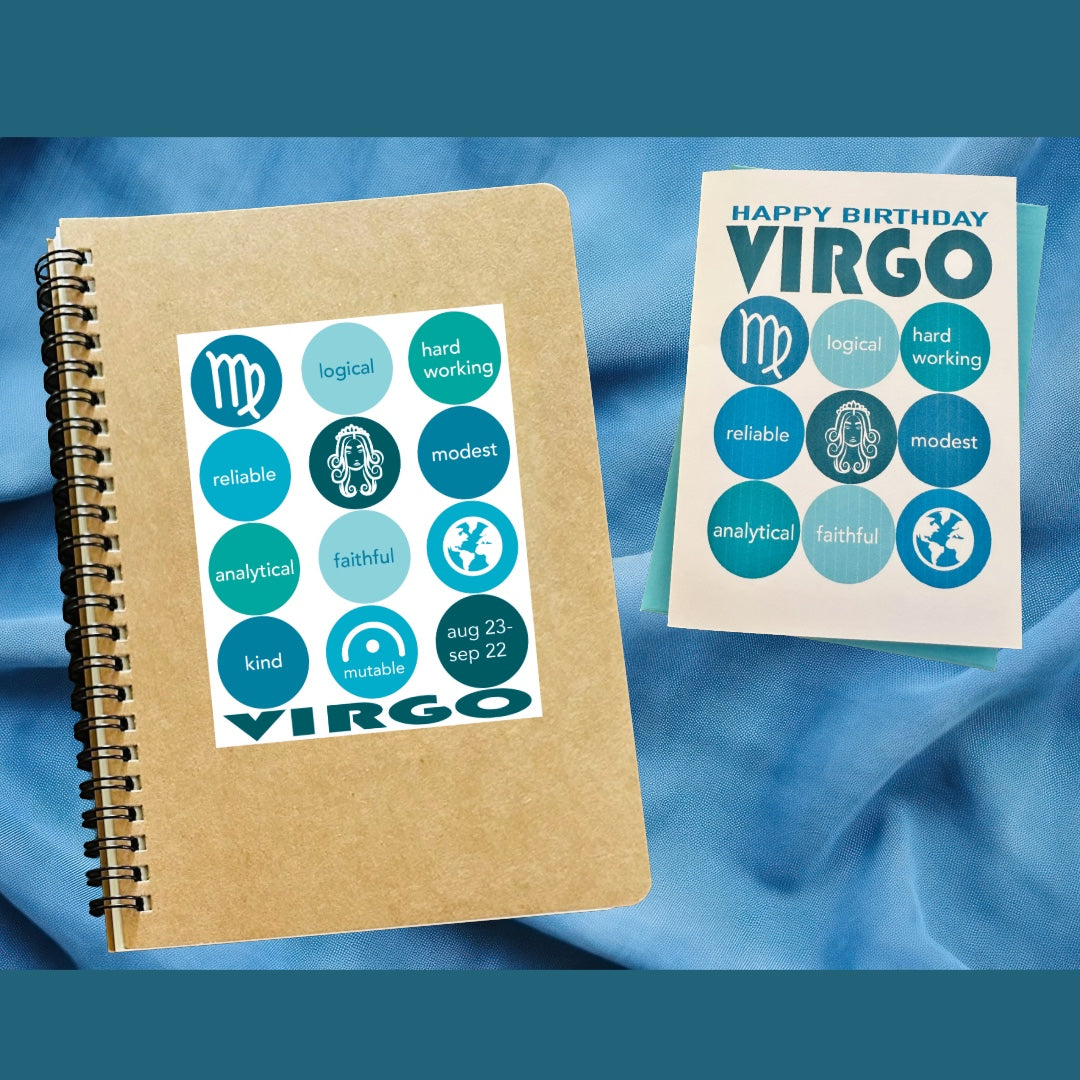 VIRGO Astrology Traits & Symbols Spiral Kraft A5 Notebook