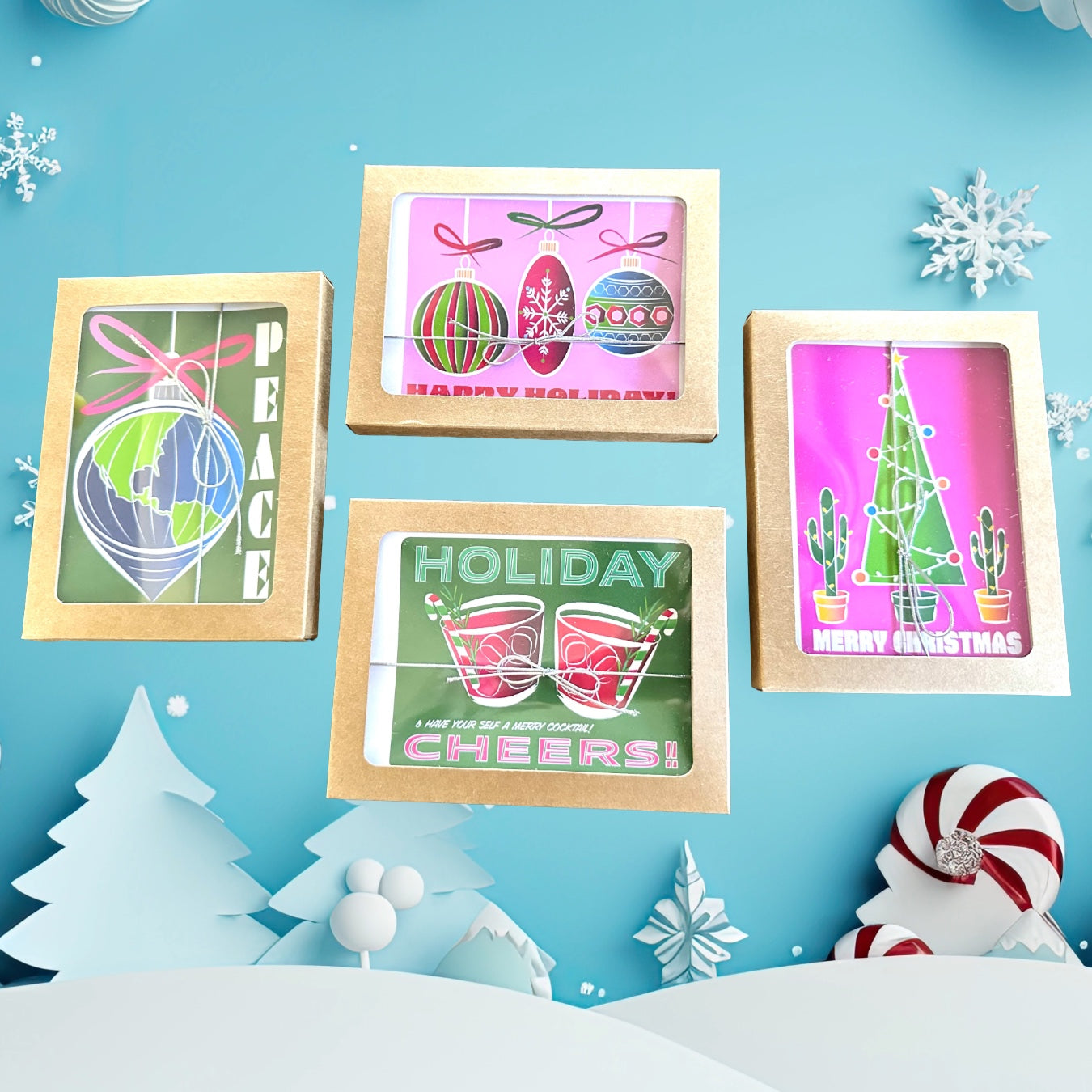 Garden Christmas Trees & Cactus Holiday Boxed Christmas card set of 10