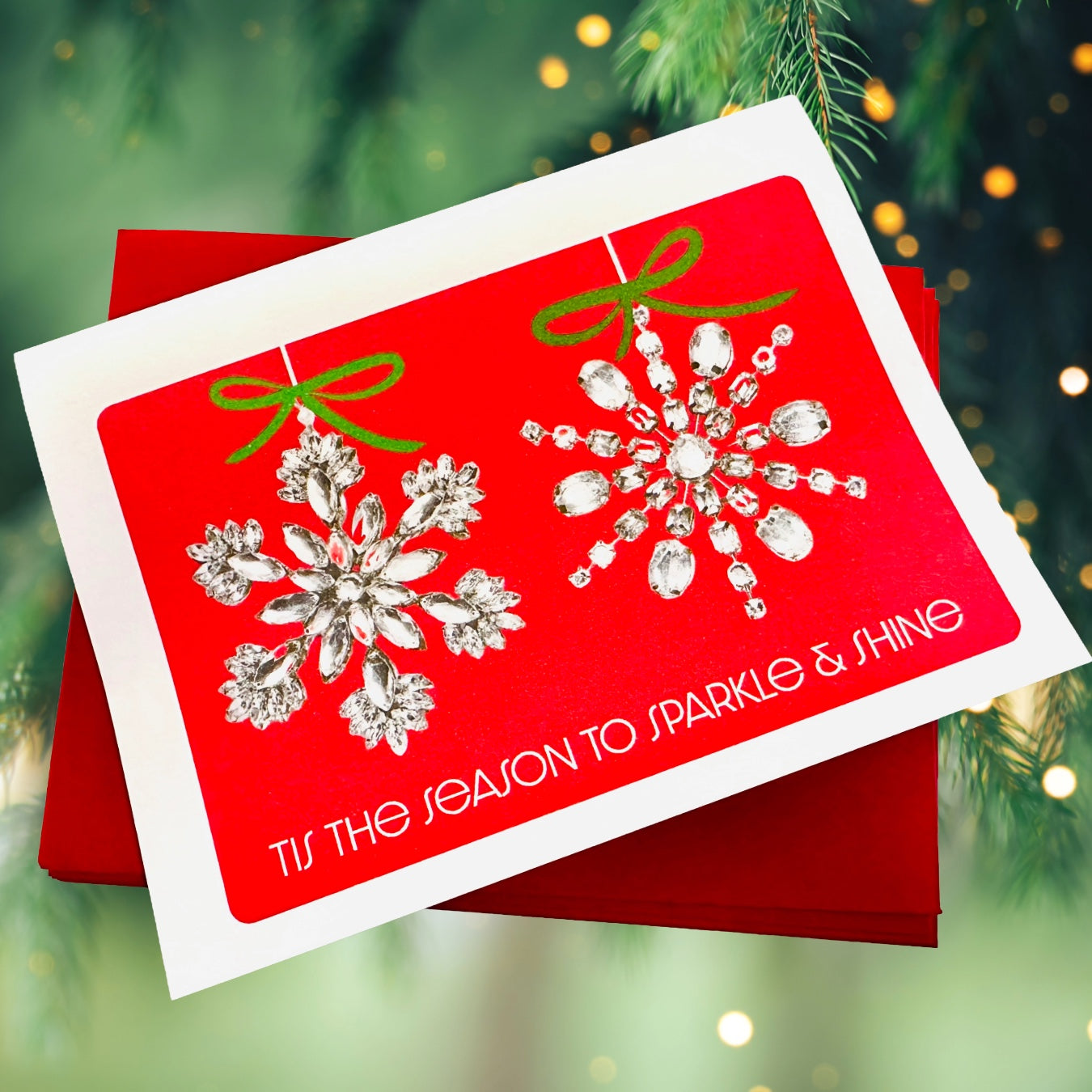 Tis the Season to Sparkle & Shine Holiday Boxed Christmas card set of 10