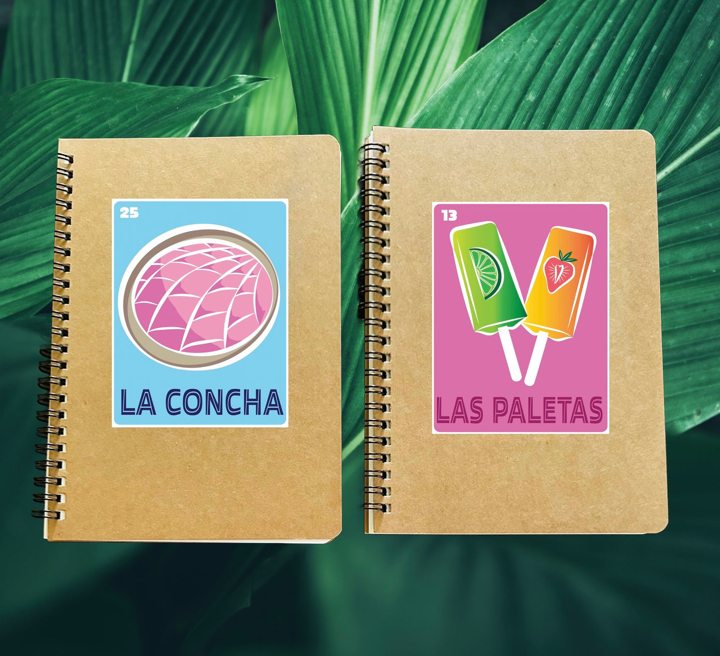 LA CONCHA & LAS PALETAS Mexican Loteria Spiral Kraft cover A5 8.25x5.5 Journal sketch notebook