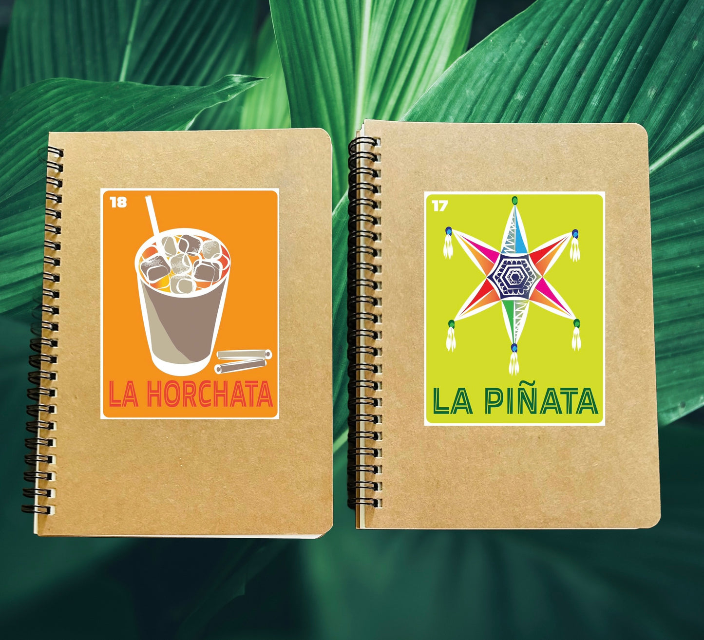 LA PINATA & LA HORCHATA Mexican Loteria Spiral Kraft cover A5 Journal sketch notebook