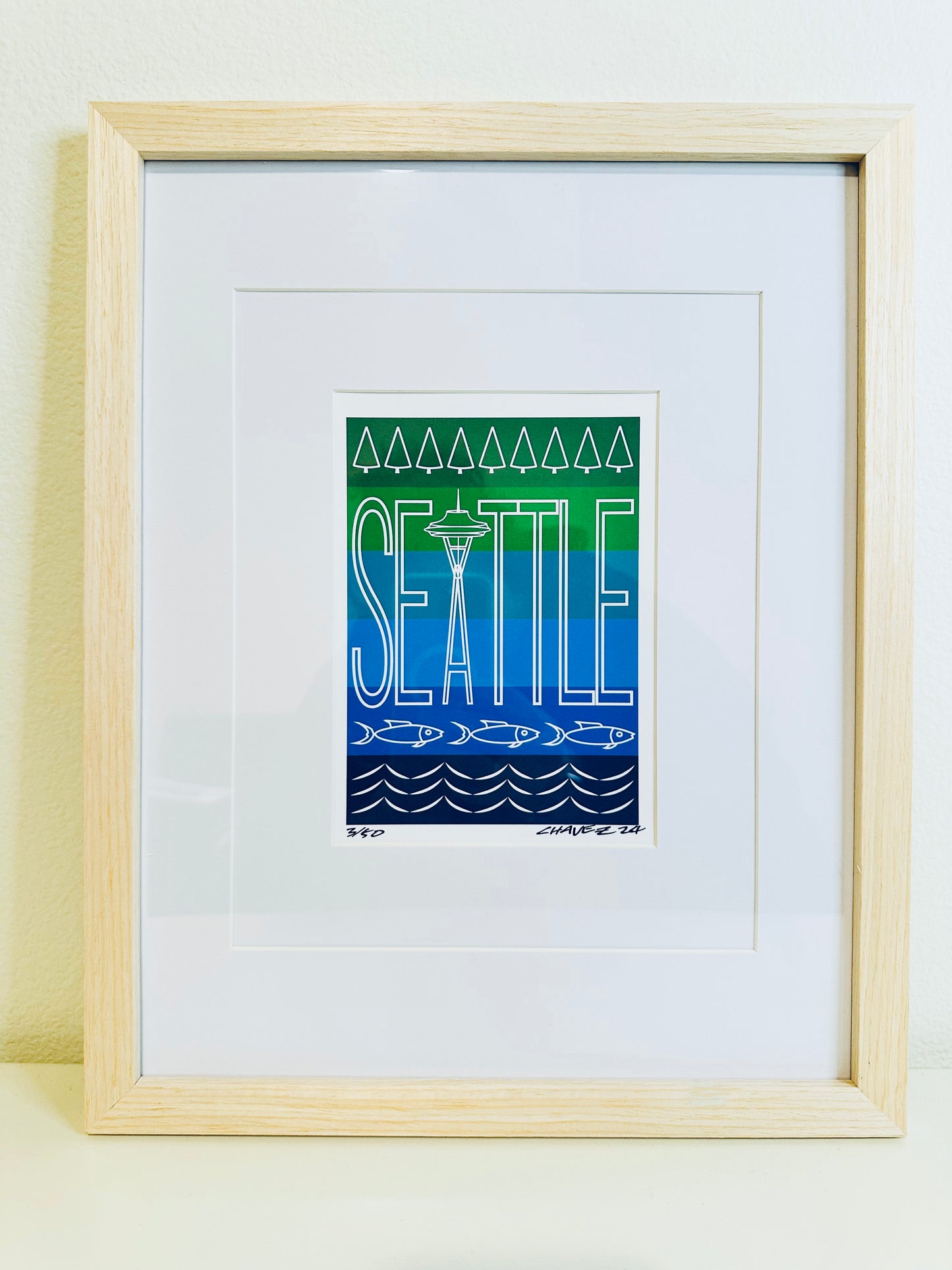 Iconic SEATTLE Space Needle Framed Printed Artwork Home Decor
