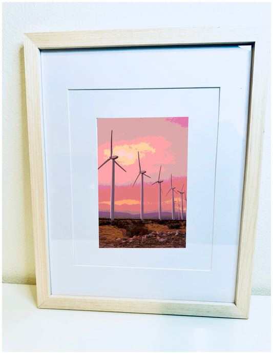 Palm Spring Desert Landscape WINDMILLS Framed Printed Artwork Home Decor
