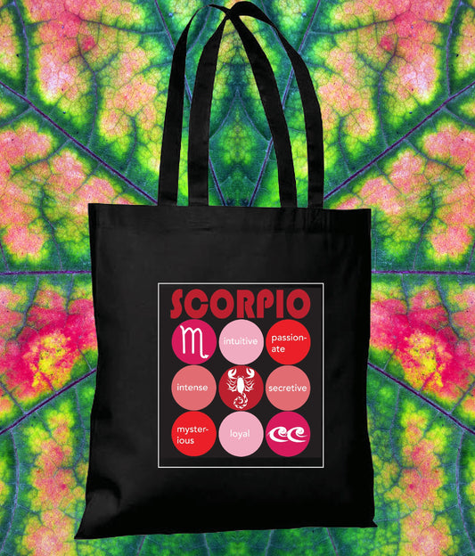 Black SCORPIO Zodiac Unisex Cotton Reusable Tote Bag