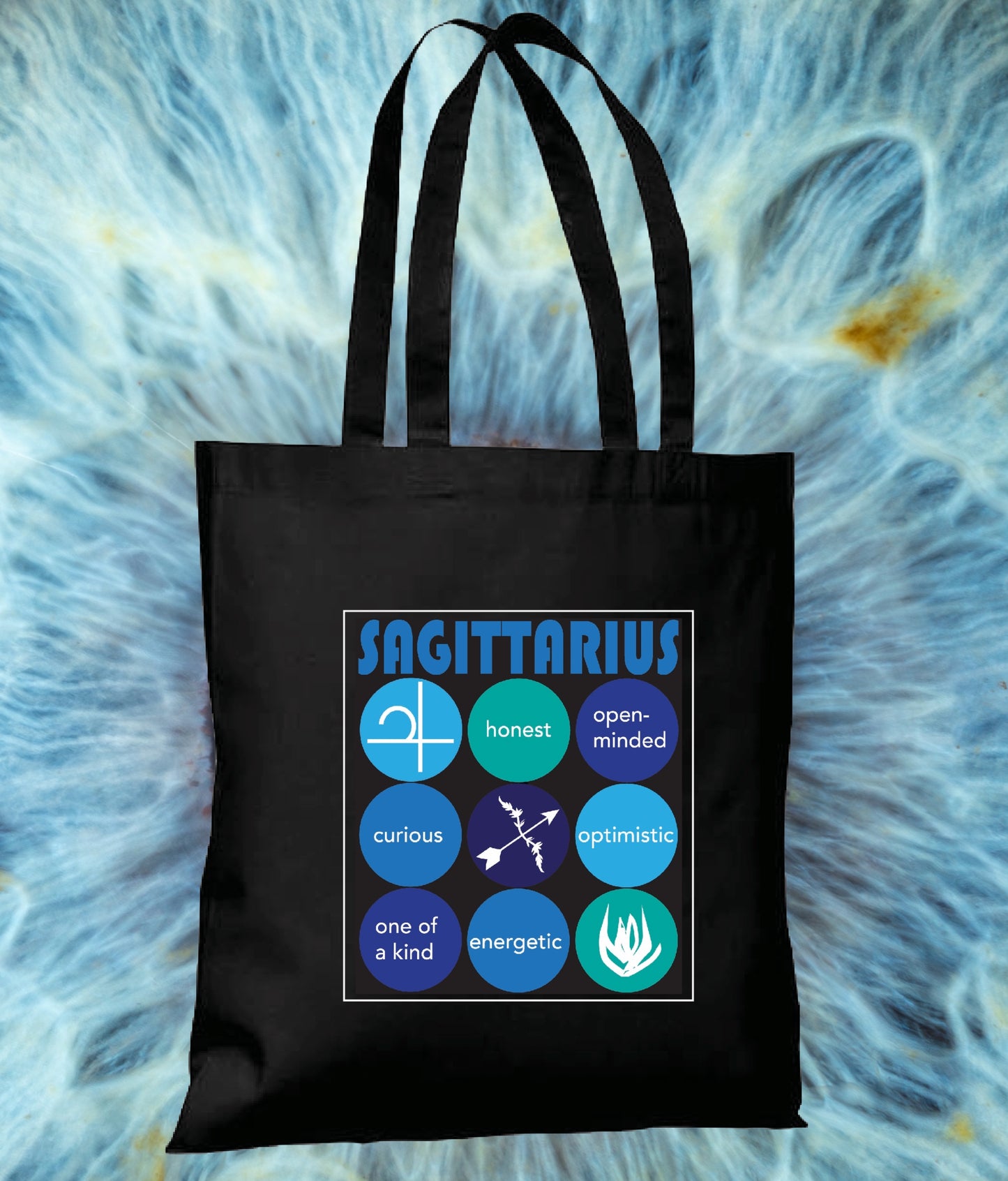 Black SAGITTARIUS Astrology Unisex Cotton Reusable Tote Bag