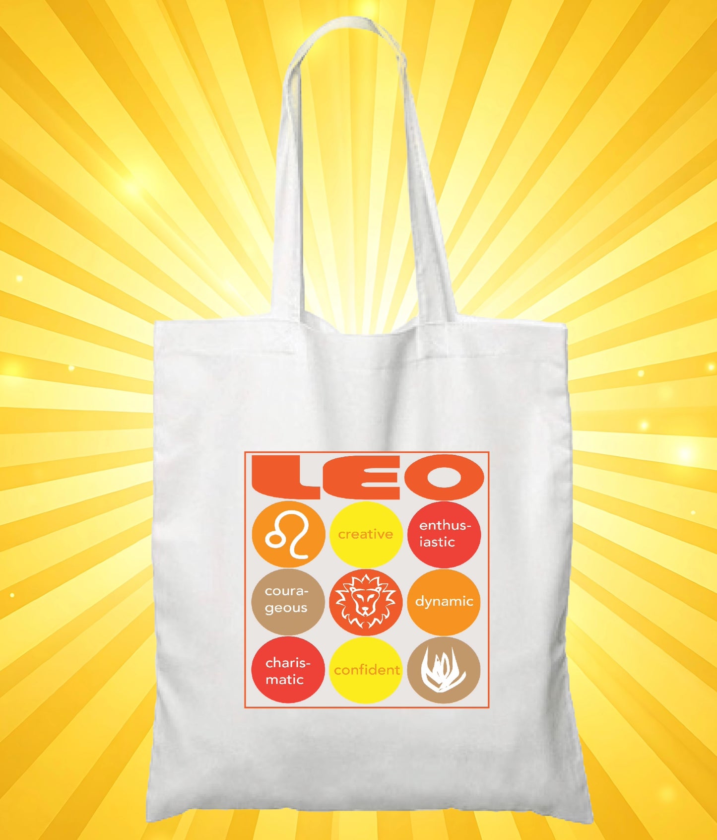 White LEO HOROSCOPE Unisex Cotton Reusable Tote Bag