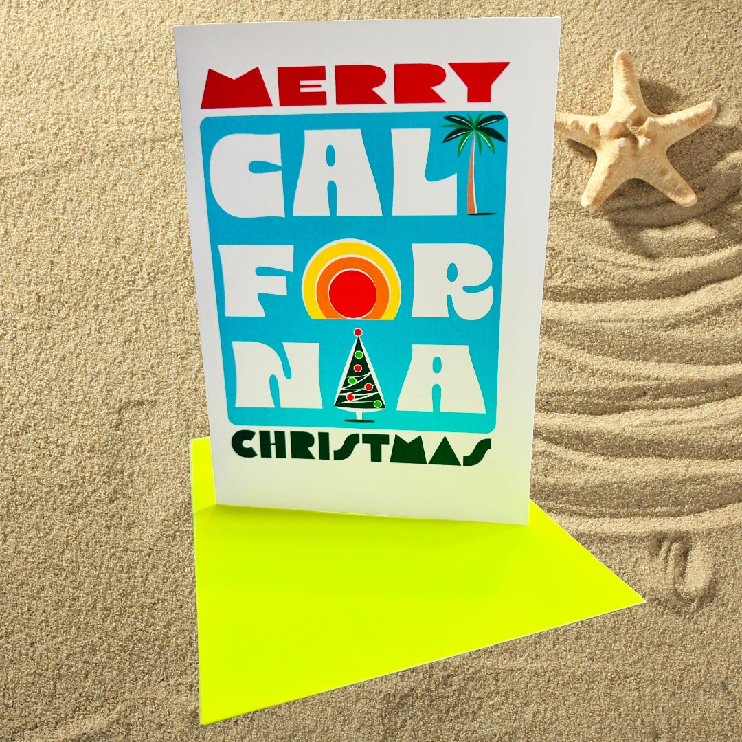 Merry California Christmas Holiday Boxed Christmas card set of 10