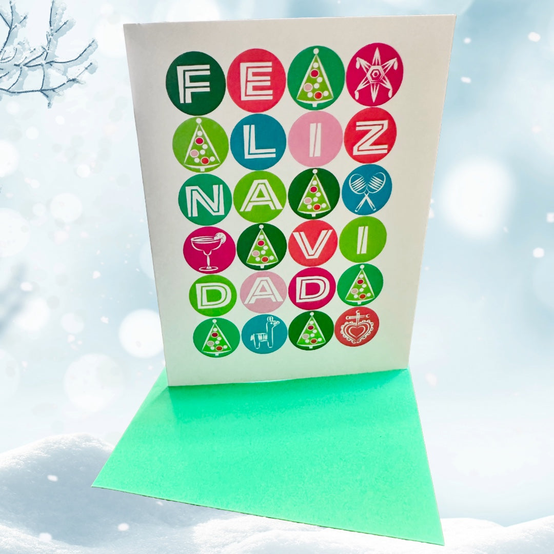 Feliz Navidad Balls Colorful Boxed Christmas card set of 10