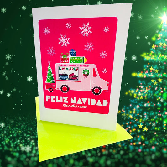 Feliz Navidad Food Truck! Holiday Boxed Christmas cards Set of 10