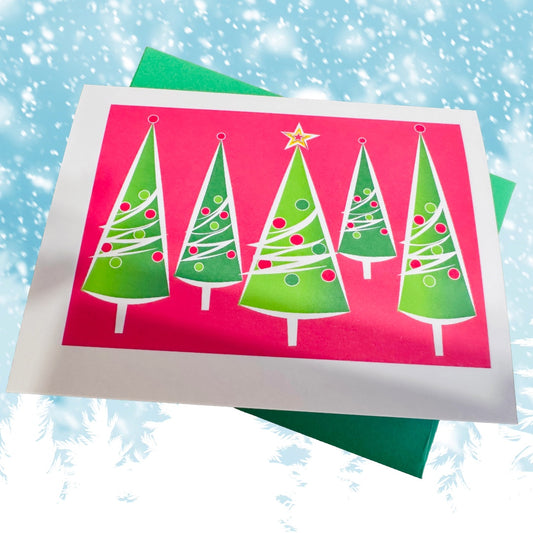 Modern Holiday Tree Farm Boxed Christmas card set of 10