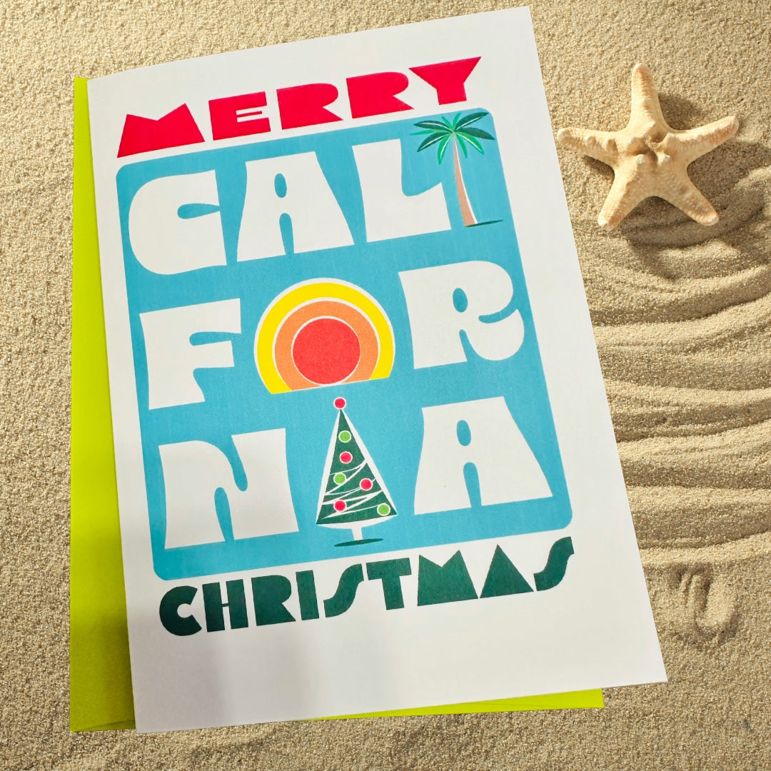 Merry California Christmas Holiday Boxed Christmas card set of 10
