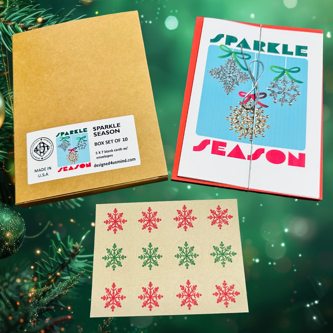 Sparkle & Shine Ornaments Holiday Boxed Christmas card set of 10