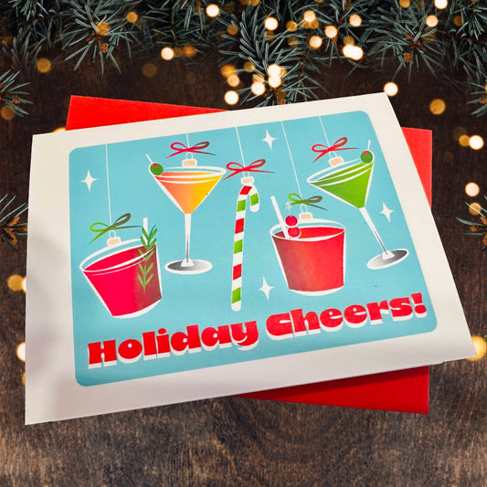 Holiday Cheers & Cocktails Christmas card set of 10