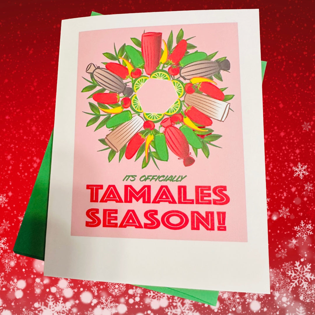 Its Officially Tamales Season Wreath Boxed Christmas card set of 10