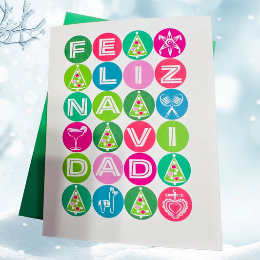 Feliz Navidad Balls Colorful Boxed Christmas card set of 10