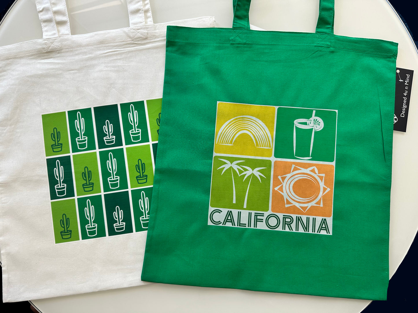 Green CALIFORNIA Icons graphic Unisex Cotton Reusable Tote Bag
