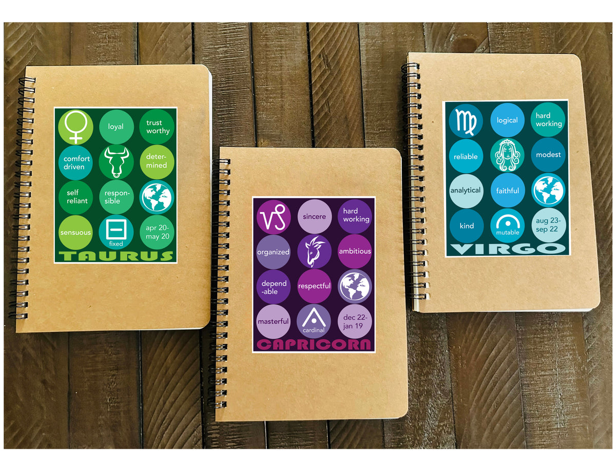 CAPRICORN Astrology Traits & Symbols Spiral Kraft A5 Notebook