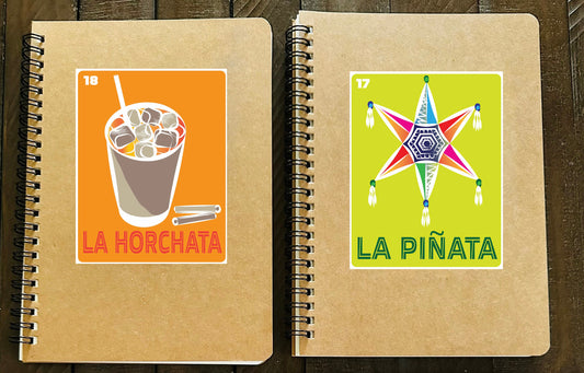 LA PINATA & LA HORCHATA Mexican Loteria Spiral Kraft cover A5 8.25x5.5 Journal sketch notebook