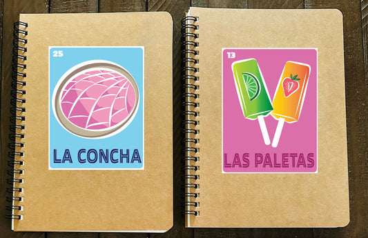 LA CONCHA & LAS PALETAS Mexican Loteria Spiral Kraft cover A5 8.25x5.5 Journal sketch notebook