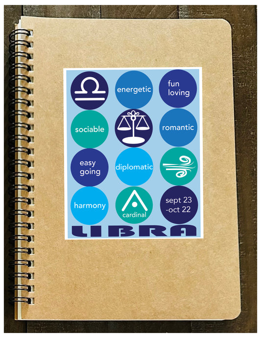 LIBRA Astrology Traits & Symbols Spiral Kraft A5 Notebook