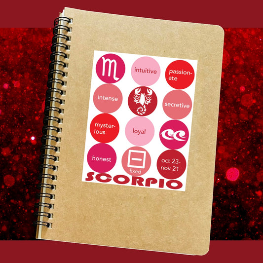 SCORPIO Astrology Traits & Symbols Spiral Kraft A5 Notebook