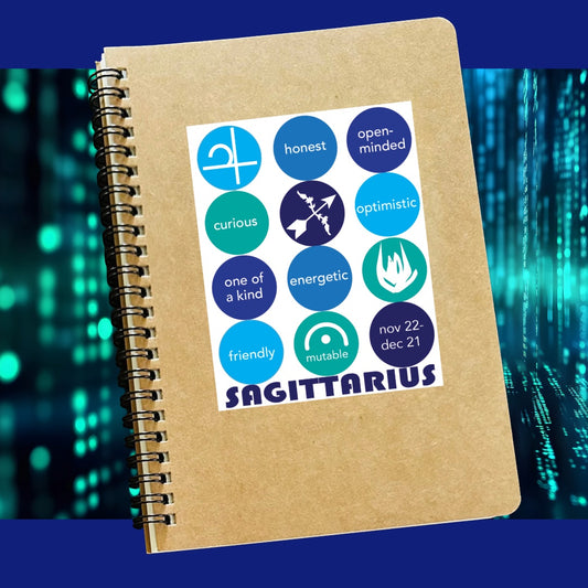 SAGITTARIUS Astrology Traits & Symbols Spiral Kraft A5 Notebook