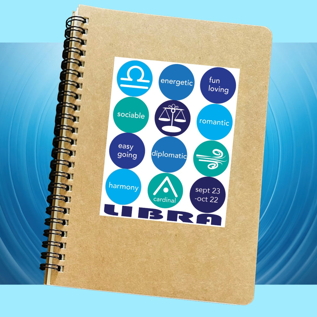 LIBRA Astrology Traits & Symbols Spiral Kraft A5 Notebook