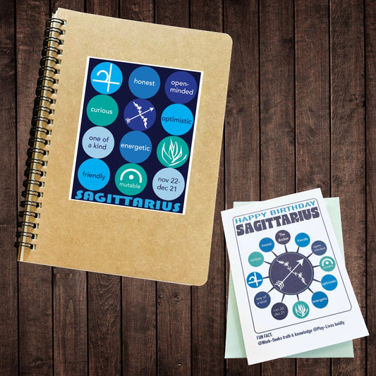 SAGITTARIUS Astrology Traits & Symbols Spiral Kraft A5 Notebook