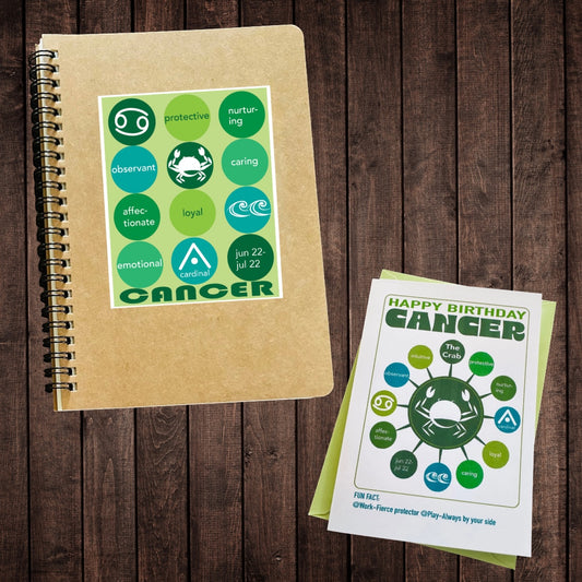 CANCER Astrology Traits & Symbols Spiral Kraft A5 Notebook