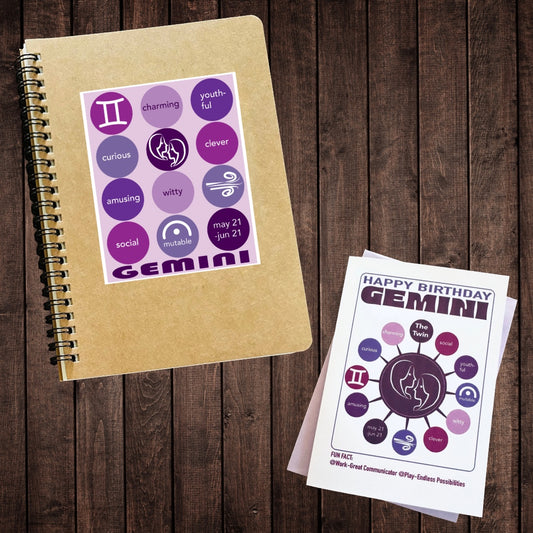 GEMINI Astrology Traits & Symbols Spiral Kraft A5 Notebook