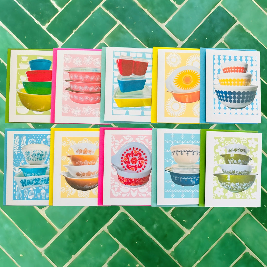 PYREX LOVE Note Cards A2 size Modern & Colorful Stationery Cards Boxed set of 10