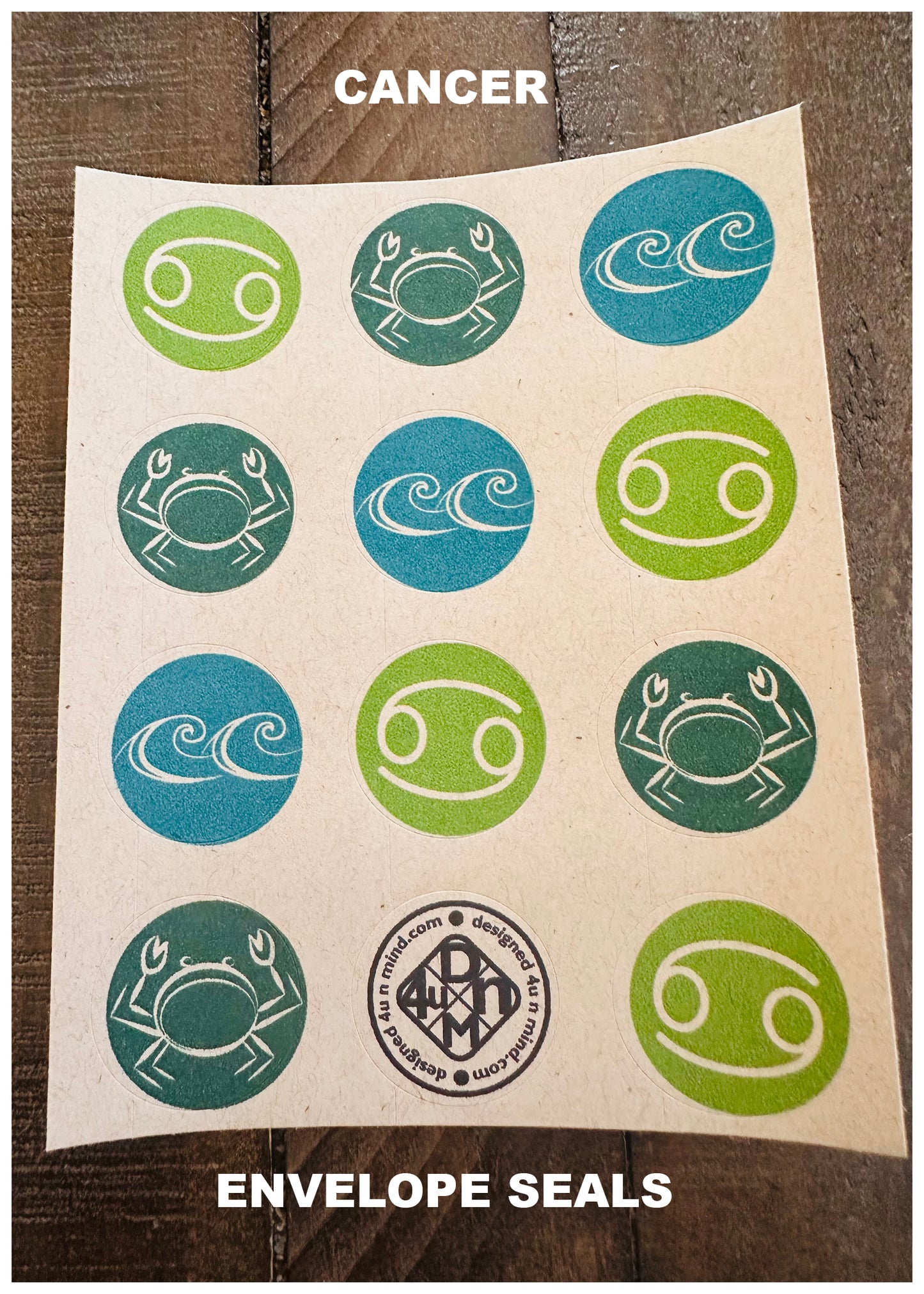 CANCER Element & Symbols Note Cards A2 Stationery set of 10