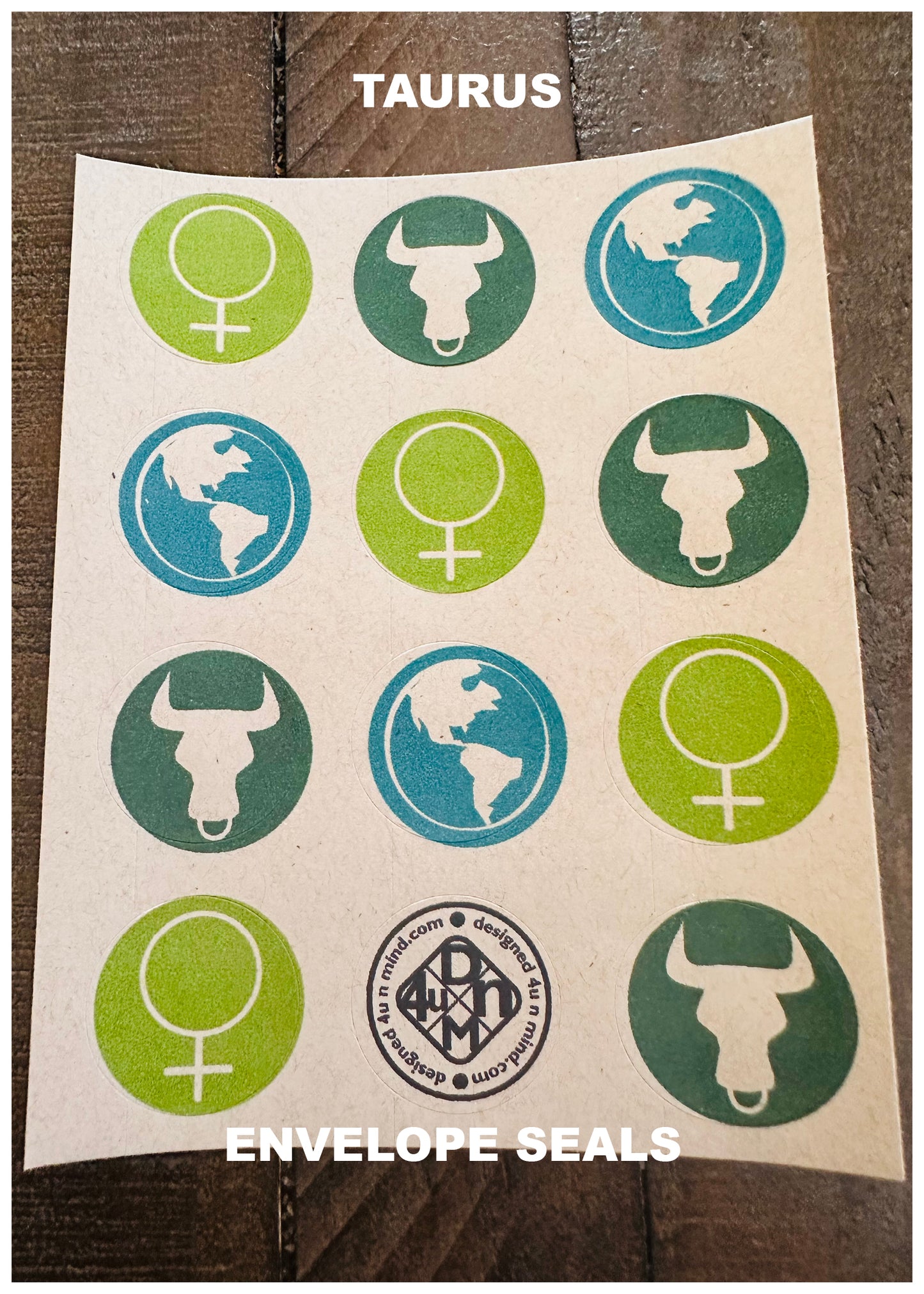 TAURUS Element & Symbols Note Cards A2 Stationery set of 10