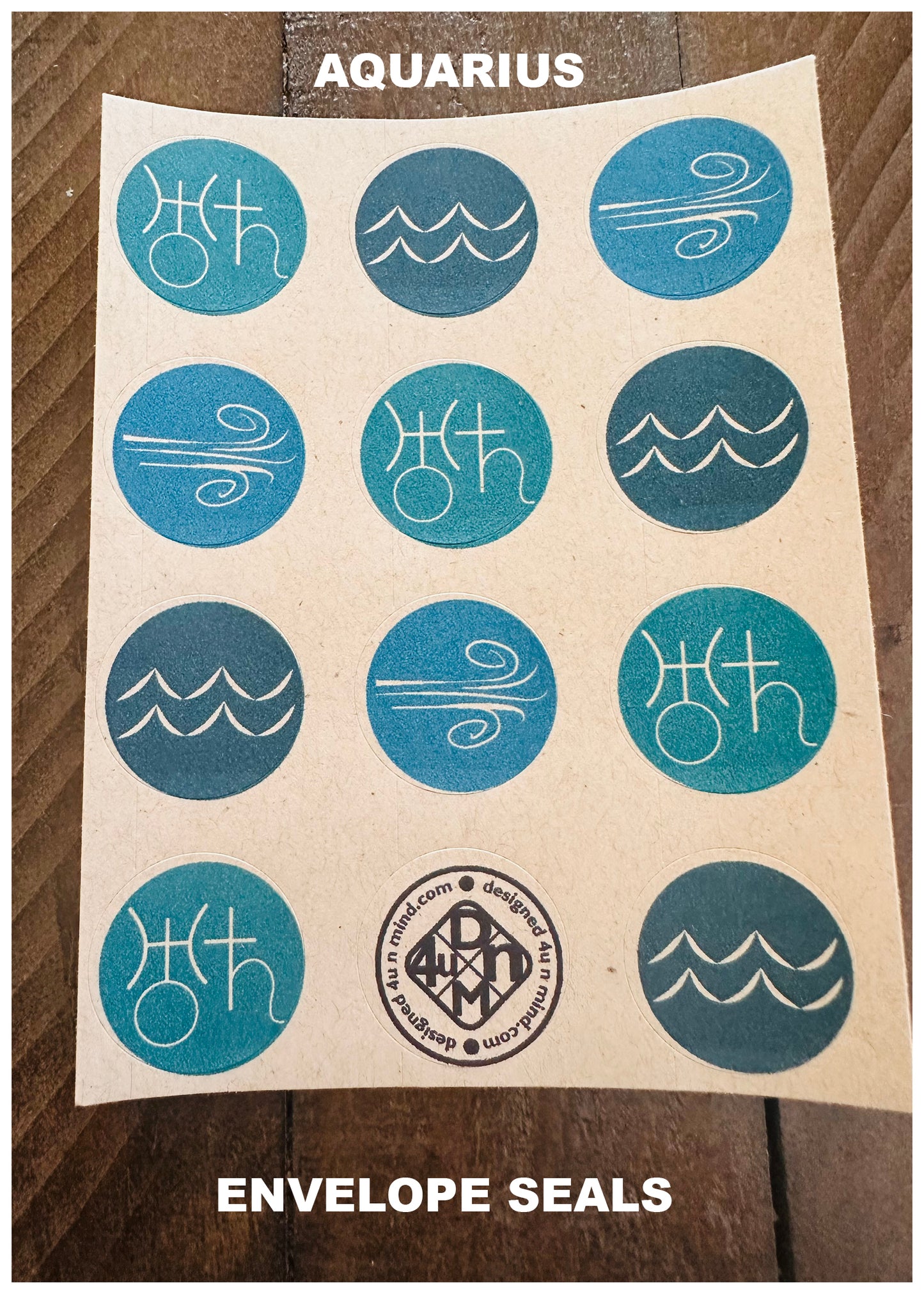 AQUARIUS Element & Symbols Note Cards A2 Stationery set of 10