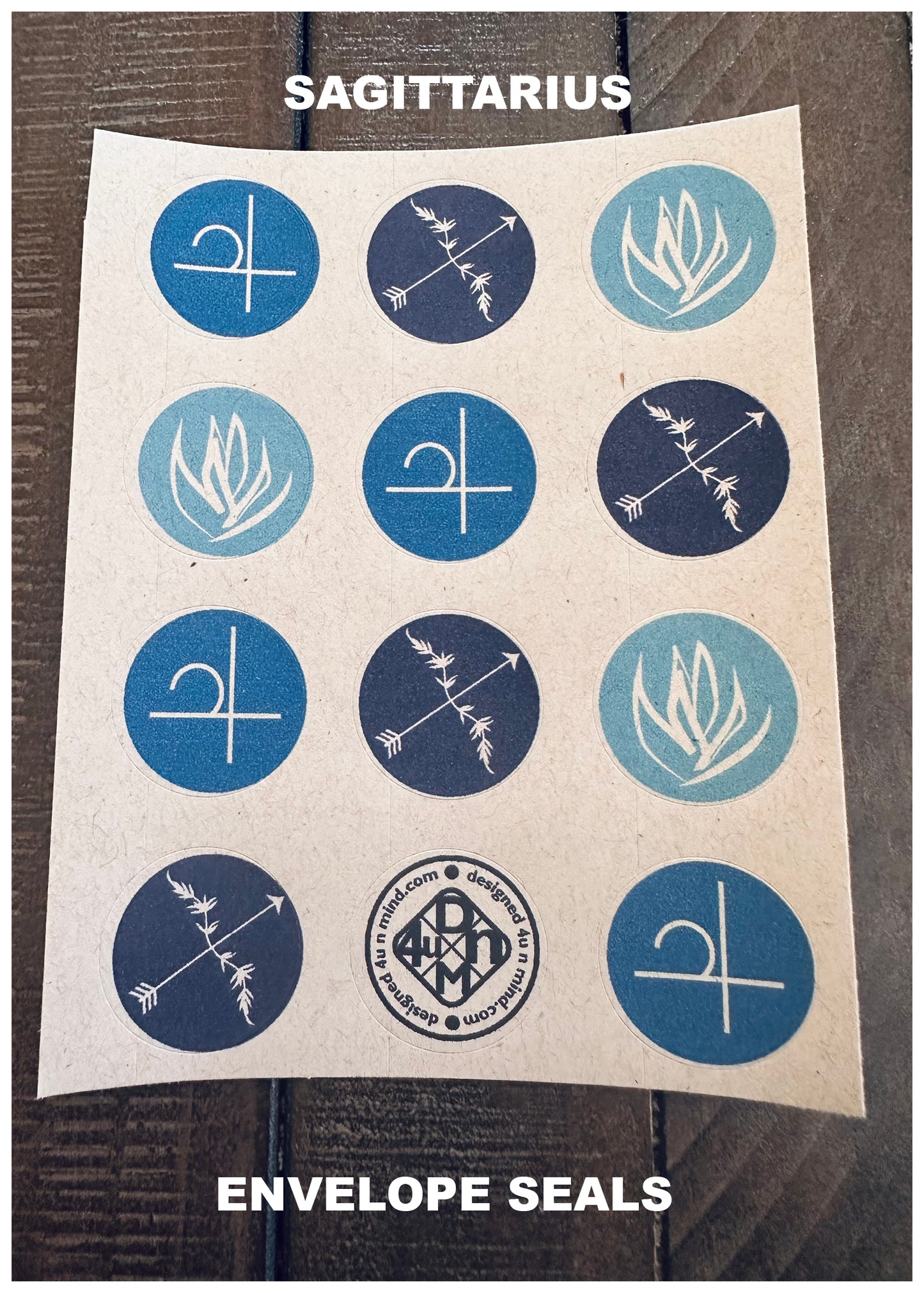 SAGITTARIUS Element & Symbols Note Cards A2 Stationery set of 10