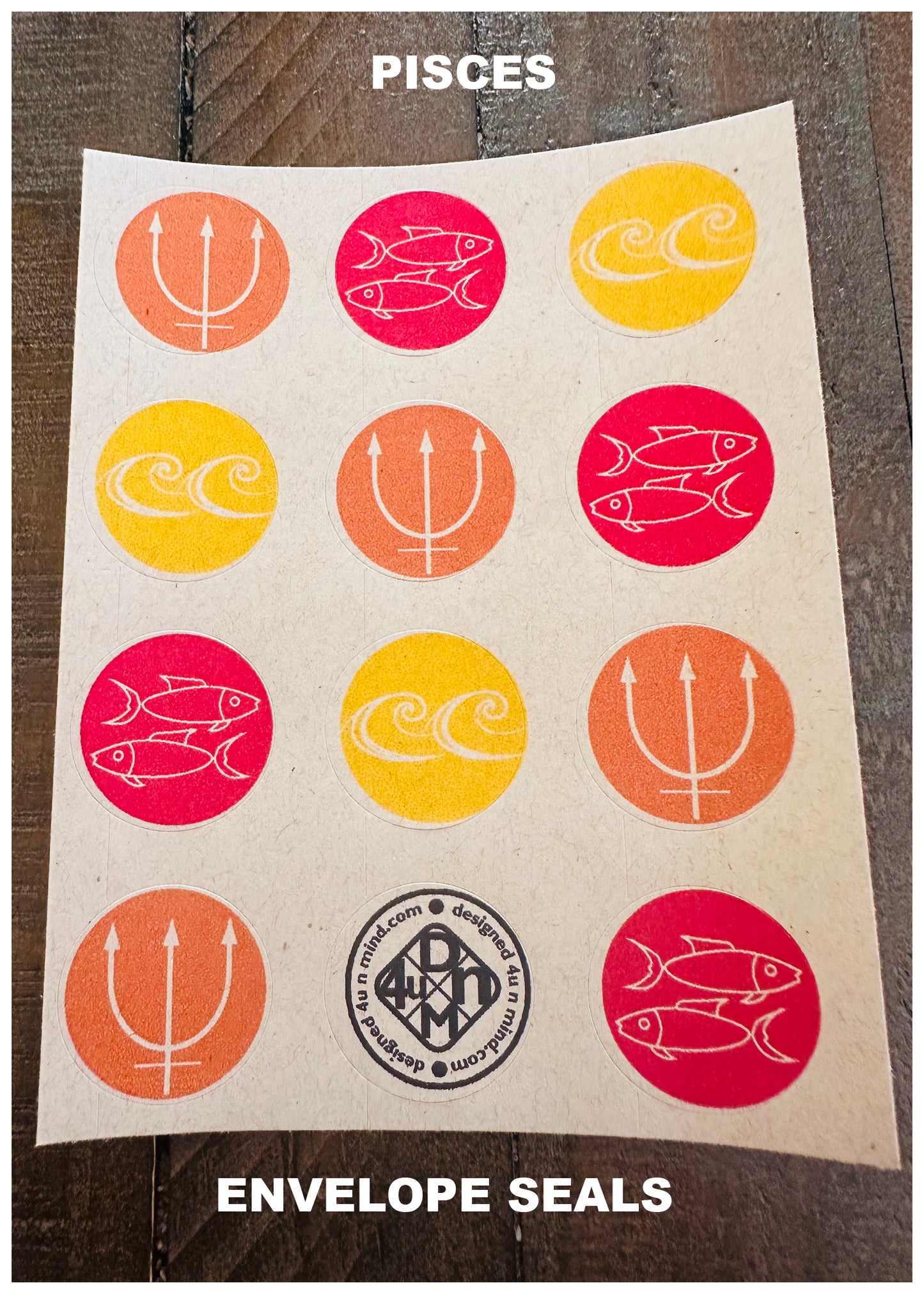 PISCES Element & Symbols Note Cards A2 Stationery set of 10