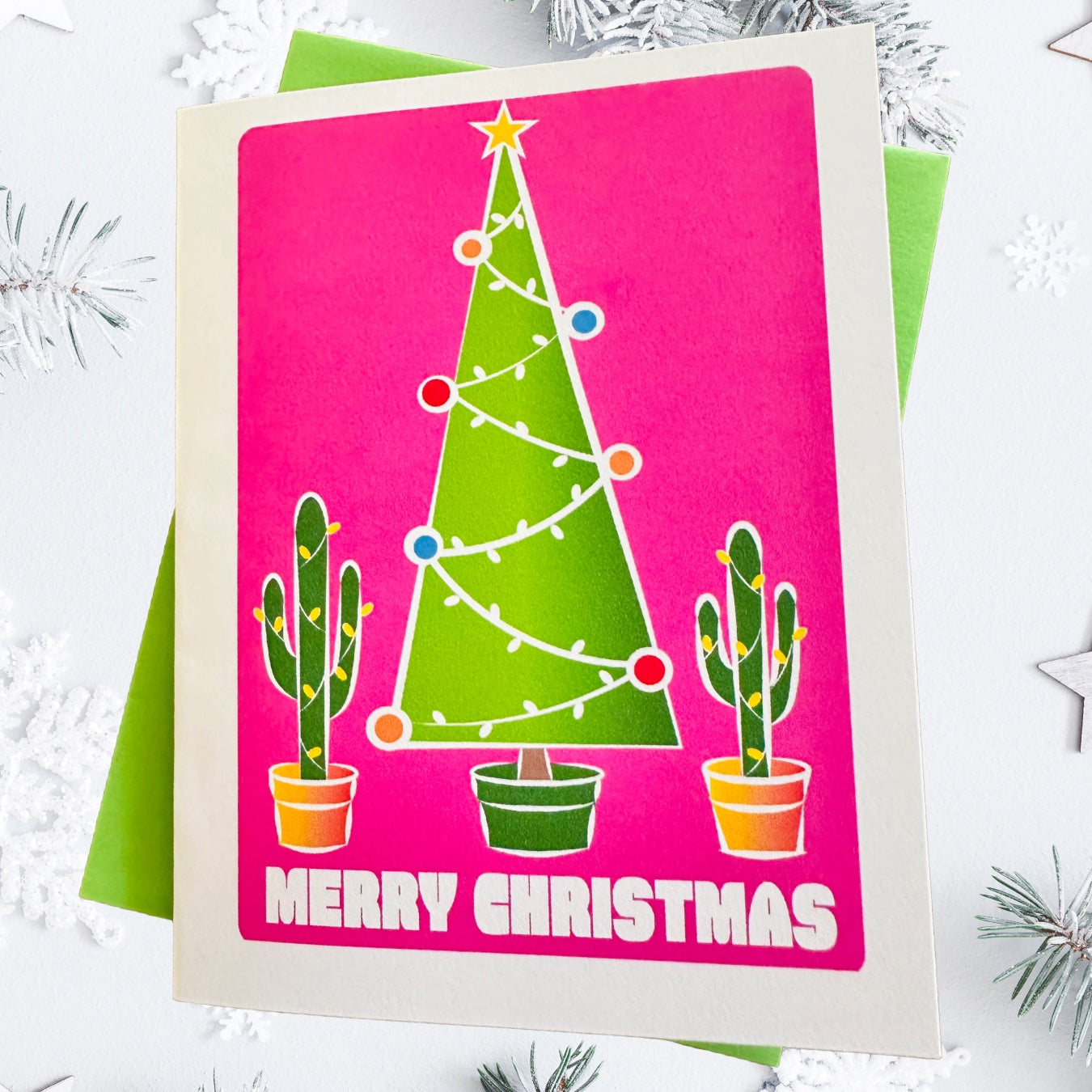 Garden Christmas Trees & Cactus Holiday Boxed Christmas card set of 10