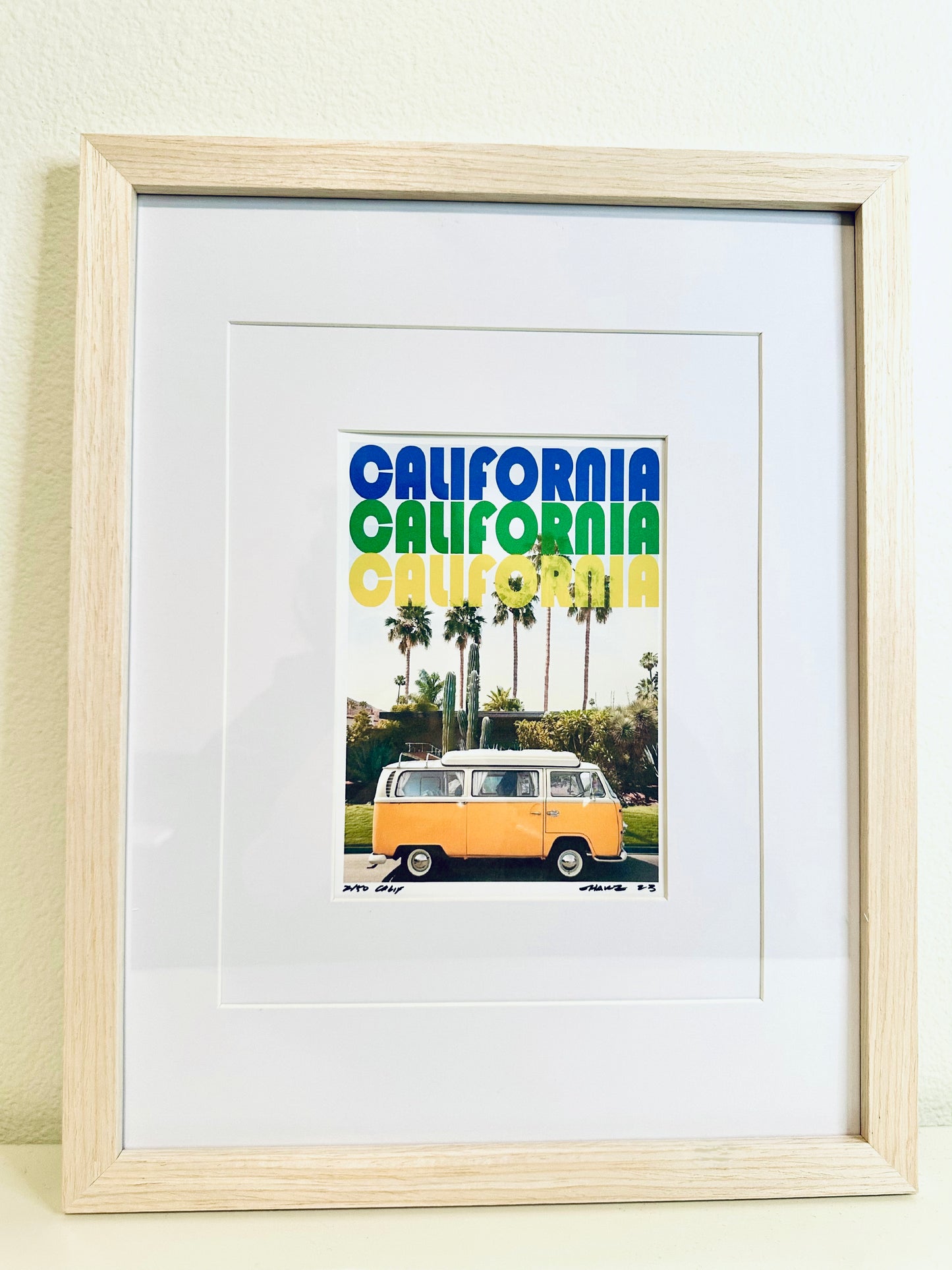Vintage CALIFORNIA SURF BUS Framed Printed Artwork Home Decor