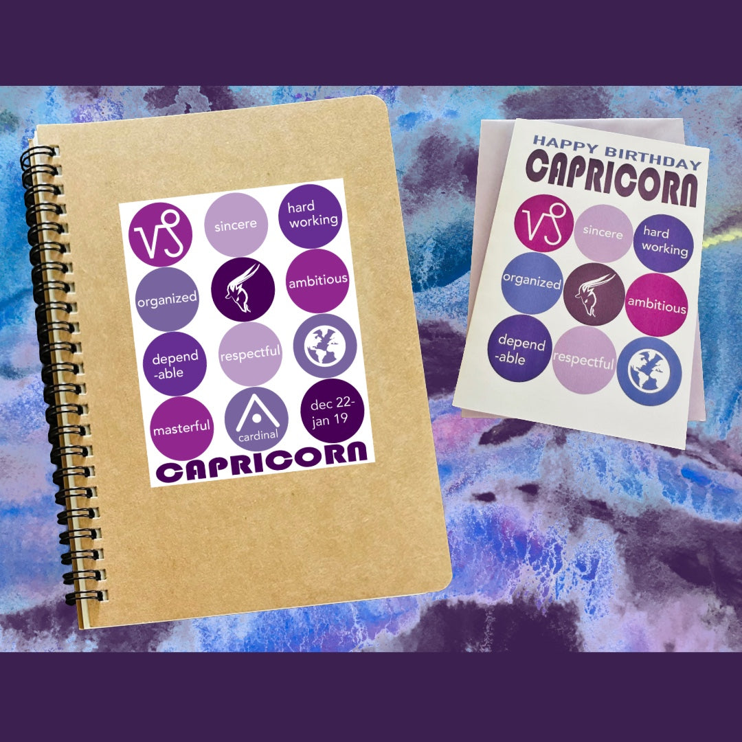 CAPRICORN Astrology Traits & Symbols Spiral Kraft A5 Notebook