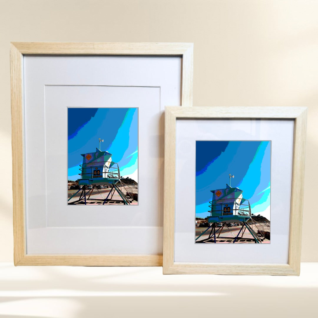 San Diego Cardiff Beach Lifeguard Station Printed Artwork Home Decor Framed or Matted