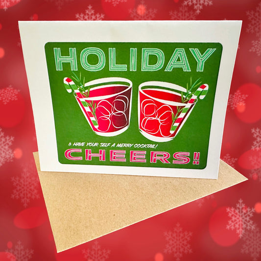 Holiday Cheers & Have Your Self a Merry Cocktail! Holiday Christmas card set of 10