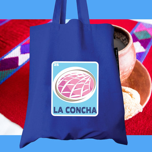 LA CONCHA Mexican Loteria Symbols Tote Bag Lightweight Cotton Reusable Shopping, Pool or Beach carry all bag