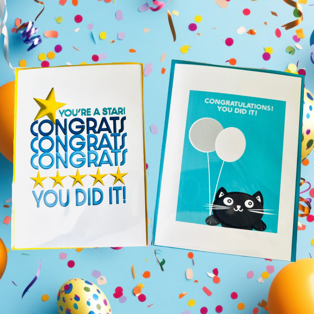 Congrats! You did it! You're a Star! 5X7 Multi star Congratulations Greeting card