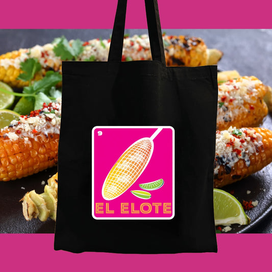 EL ELOTE Mexican Loteria Symbols Tote Bag Lightweight Cotton Reusable Shopping, Pool or Beach carry all bag